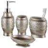 Creative Scents Dublin Silver Bathroom Accessory Set - Brushed Silver Bathroom Sets Accessories - 4 Piece Bathroom Set Includes: Soap Dispenser, Toothbrush Holder, Soap Dish and Tumbler view 1