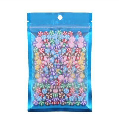 100PCS Clear/Color/Silver Mylar Foil Flat Ziplock Bags (12x22cm (4.7x8.6"), Blue)