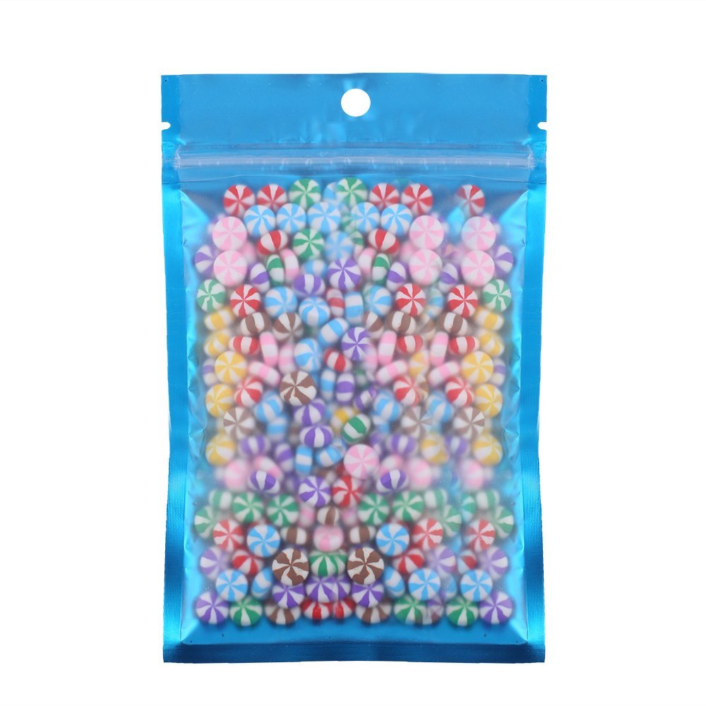 100PCS Clear/Color/Silver Mylar Foil Flat Ziplock Bags (12x22cm (4.7x8.6"), Blue)