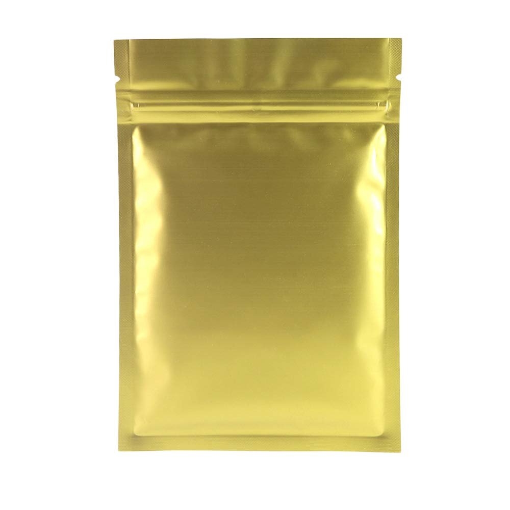 QQ Studio 100pcs Double-Sided Matte Foil Flat Packaging Zipper Seal Bags (4" x 6", Matte Gold)