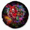 Designart Colorful Tiger Head with Half Skull' Abstract Throw Cushion Pillow Cover for Living Room, Sofa 20" Round view 1