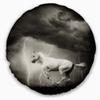 Designart White Horse Under Thunder Sky' Animal Throw Cushion Pillow Cover for Living Room, Sofa 20" Round view 1