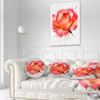 Designart Red Rose Hand Drawn with Splashes' Floral Throw Cushion Pillow Cover for Living Room, Sofa 20" Round view 2