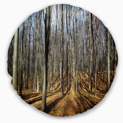 Designart Shade from Sun in Autumn Modern Forest Throw Cushion Pillow Cover for Living Room, Sofa 20" Round