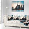 Designart Manhattan Skyline at Bright Sunset' Throw Living Room, Sofa, High Quality Pillow Insert + Cushion Cover Printed On Both Side 18 in. x 18 in view 2