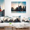 Designart Manhattan Skyline at Bright Sunset' Throw Living Room, Sofa, High Quality Pillow Insert + Cushion Cover Printed On Both Side 18 in. x 18 in view 3