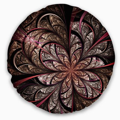 Designart Glowing Large Fractal Flower Design' Floral Throw Cushion Pillow Cover for Living Room, Sofa 20" Round
