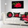 Designart Bright Red Hibiscus on Black' Floral Throw Cushion Pillow Cover for Living Room, Sofa 20" Round view 2