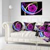Designart Glowing Purple Neon Rose' Floral Throw Cushion Pillow Cover for Living Room, Sofa 20" Round view 2