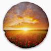 Designart Poppy Field Under Bright Sunset' Landscape Printed Throw Cushion Pillow Cover for Living Room, Sofa 20" Round view 1