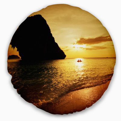 Amazing Evening Tropical Beach' Seashore Round Throw Pillow & Round Cushion Pillow Cover for Living Room, Sofa