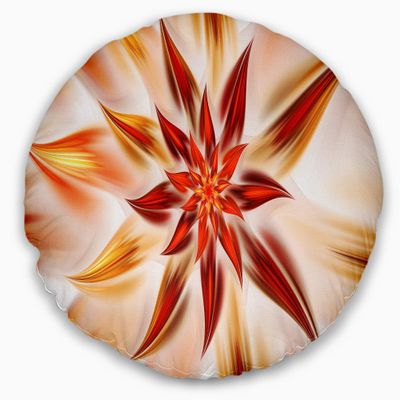 Designart Dance of Brown Exotic Flower' Floral Throw Cushion Pillow Cover for Living Room, Sofa 20" Round