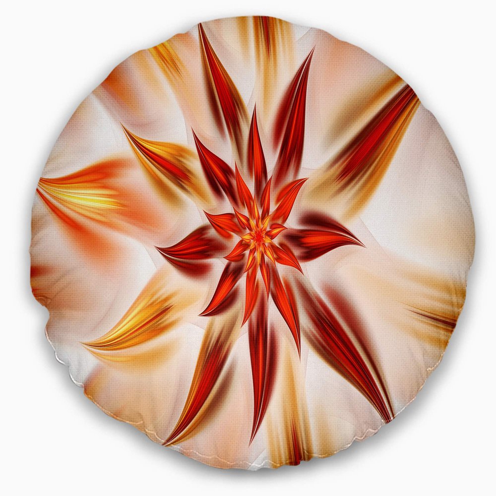 Designart Dance of Brown Exotic Flower' Floral Throw Cushion Pillow Cover for Living Room, Sofa 20" Round