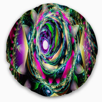 Colorful Exotic Whirlpool Flower' Floral Round Throw Pillow & Round Cushion Pillow Cover for Living Room, Sofa