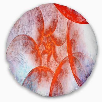 Designart Large Red Fractal Circles' Floral Throw Living Room, Sofa, High Quality Pillow Insert + Cushion Cover Printed On Both Side 20" Round