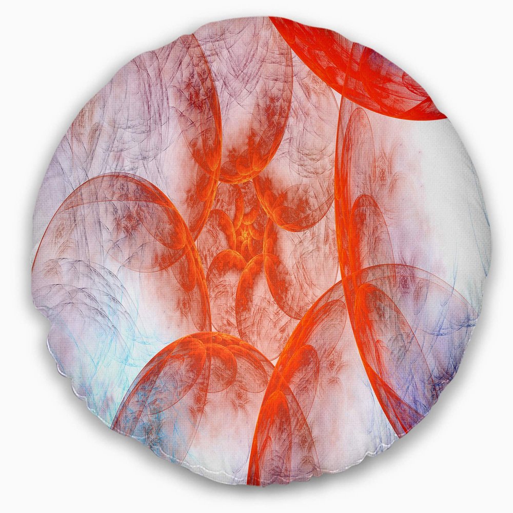 Designart Large Red Fractal Circles' Floral Throw Living Room, Sofa, High Quality Pillow Insert + Cushion Cover Printed On Both Side 20" Round