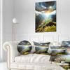 Designart Clouds Touching Mountains at Sunset' Landscape Printed Throw Cushion Pillow Cover for Living Room, Sofa 20" Round view 2