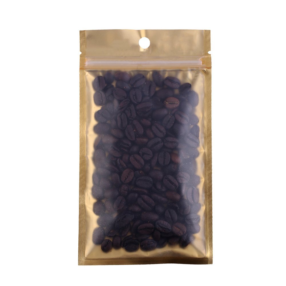 100PCS Clear/Color/Silver Mylar Foil Flat Ziplock Bags (12x22cm (4.7x8.6"), Gold)