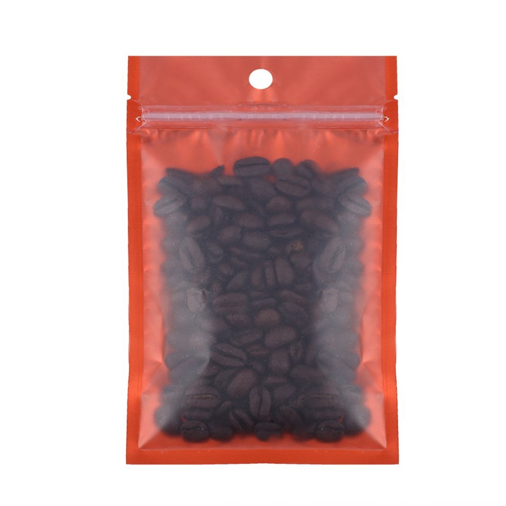 100PCS Clear/Color/Silver Mylar Foil Flat Ziplock Bags (12x22cm (4.7x8.6"), Orange)