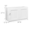 Design House Brookings Shaker Fully Assembled Bridge Wall Kitchen Cabinet W3621, 36 W x 12 D x 21 H, Painted White, Solid Wood, Design House, 569293 view 3