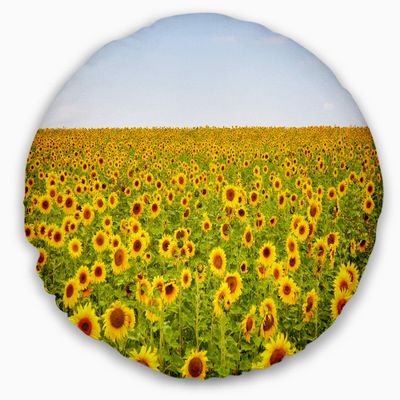 Designart Beautiful Sunflowers Garden' Floral Throw Cushion Pillow Cover for Living Room, Sofa 20" Round