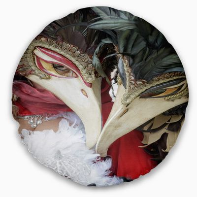 Designart Carnival in Venice in Italy' Floral Throw Cushion Pillow Cover for Living Room, Sofa 20" Round