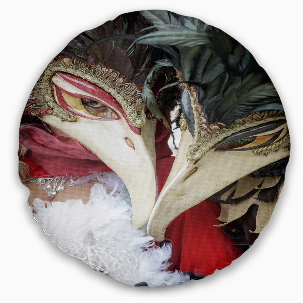 Designart Carnival in Venice in Italy' Floral Throw Cushion Pillow Cover for Living Room, Sofa 20" Round