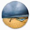 Designart Beach with Dark Clouds Above Ocean' Seashore Throw Living Room, Sofa, High Quality Pillow Insert + Cushion Cover Printed On Both Side 20" Round view 1