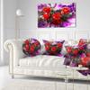 Designart Five Red Roses Abstract Background' Floral Throw Living Room, Sofa, High Quality Pillow Insert + Cushion Cover Printed On Both Side 20" Round view 2