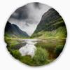 Designart Valley of Glencoe in Green' Landscape Printed Throw Cushion Pillow Cover for Living Room, Sofa 20" Round view 1