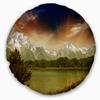 Designart Grand Teton National Park' Landscape Throw Living Room, Sofa, High Quality Pillow Insert + Cushion Cover Printed On Both Side 20" Round view 1