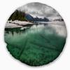 Designart Crystal Clear Lake and Mountains' Landscape Throw Living Room, Sofa, High Quality Pillow Insert + Cushion Cover Printed On Both Side 20" Round view 1
