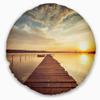 Designart Sea Pier Under Beautiful Cloudscape' Modern Throw Living Room, Sofa, High Quality Pillow Insert + Cushion Cover Printed On Both Side 20" Round view 1