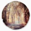 Designart Golden Autumn Beautiful Forest' Landscape Printed Throw Cushion Pillow Cover for Living Room, Sofa 20" Round view 1
