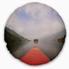 Designart Phewa Lake Pokhara Nepal' Modern Landscape Printed Throw Cushion Pillow Cover for Living Room, Sofa 20" Round view 1