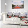 Designart Phewa Lake Pokhara Nepal' Modern Landscape Printed Throw Cushion Pillow Cover for Living Room, Sofa 20" Round view 2