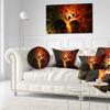Designart Magical Orange Psychedelic Tree' Abstract Throw Cushion Pillow Cover for Living Room, Sofa 20" Round view 2