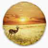 Designart Solitary Antelope in Grassland' African Landscape Printed Throw Cushion Pillow Cover for Living Room, Sofa 20" Round view 1