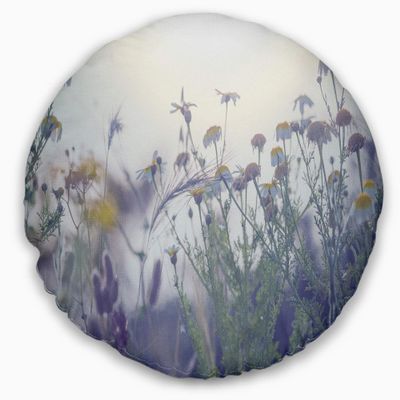 Designart Summer Foggy Light' Flower Throw Cushion Pillow Cover for Living Room, Sofa 20" Round
