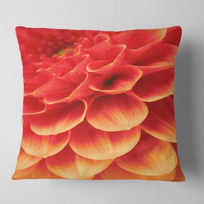 Abstract Orange Flower & Petals' Floral Throw Pillow & Cushion Pillow Cover for Living Room, Sofa