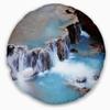 Designart Beautiful Blue Water Cascade' Seashore Throw Living Room, Sofa, High Quality Pillow Insert + Cushion Cover Printed On Both Side 20" Round view 1