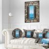 Designart Window Open to Sailing Boat' Seascape Throw Living Room, Sofa, High Quality Pillow Insert + Cushion Cover Printed On Both Side 20" Round view 2
