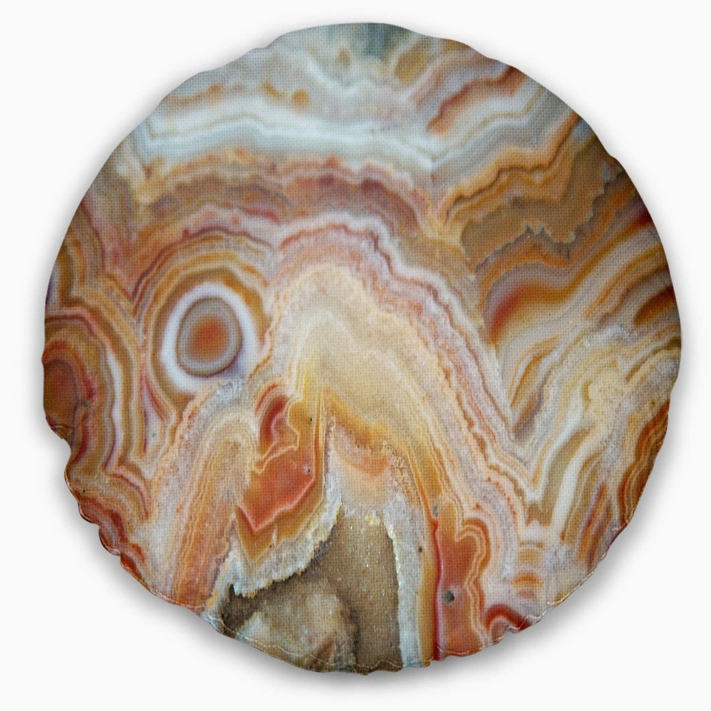 Designart Strips and Ovals on Agate' Abstract Throw Living Room, Sofa, High Quality Pillow Insert + Cushion Cover Printed On Both Side 20" Round