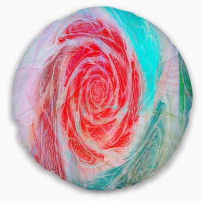 Designart Mysterious Abstract Rose' Floral Throw Cushion Pillow Cover for Living Room, Sofa 20" Round