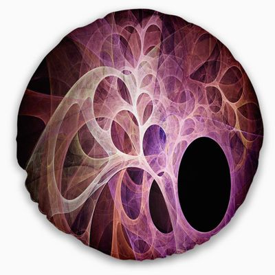 Designart Fractal Angel Wings in Pink' Abstract Throw Living Room, Sofa, High Quality Pillow Insert + Cushion Cover Printed on Both Side 20 Inches Round