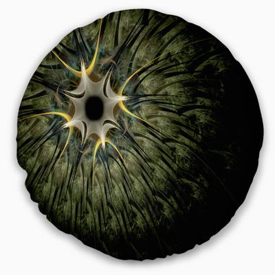 Designart Large Symmetrical Fractal Flower Design' Floral Throw Living Room, Sofa, High Quality Pillow Insert + Cushion Cover Printed On Both Side 20" Round