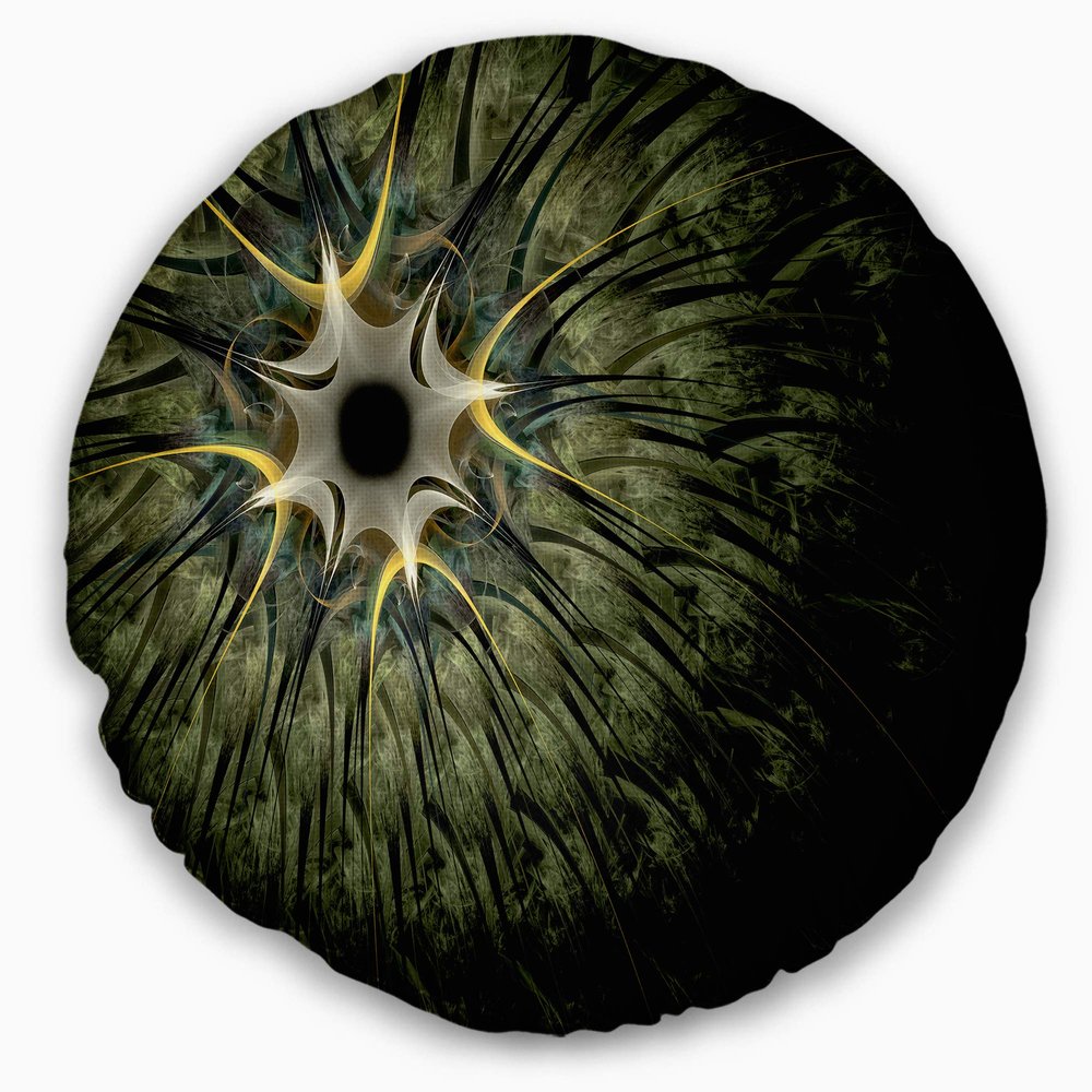 Designart Large Symmetrical Fractal Flower Design' Floral Throw Living Room, Sofa, High Quality Pillow Insert + Cushion Cover Printed On Both Side 20" Round