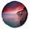 Designart Dramatic Sunrise Over Sea and Cliffs' Beach Photo Throw Living Room, Sofa, High Quality Pillow Insert + Cushion Cover Printed On Both Side 20" Round view 1