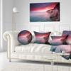 Designart Dramatic Sunrise Over Sea and Cliffs' Beach Photo Throw Living Room, Sofa, High Quality Pillow Insert + Cushion Cover Printed On Both Side 20" Round view 2