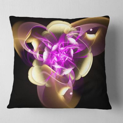 Designart Purple and Golden Fractal Flower Design' Abstract Throw Cushion Pillow Cover for Living Room, Sofa 16 in. x 16 in